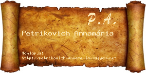 Petrikovich Annamária névjegykártya